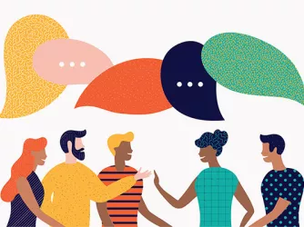 Illustration of a group of people in conversation