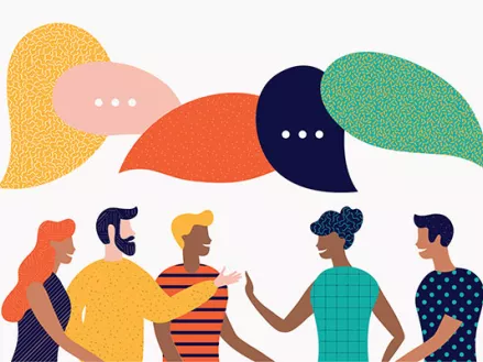 Illustration of a group of people in conversation