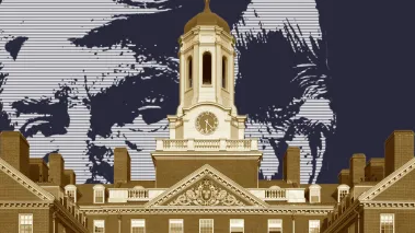 Donald Trump overlooking Dunster Hall at Harvard University