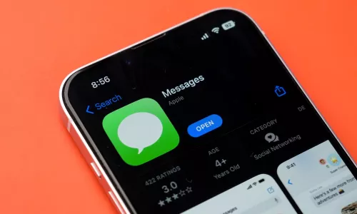 iMessage logo on phone screen