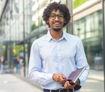 College student at an urban city campus