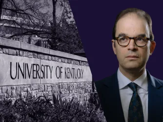 University of Kentucky sign and Ramsi Woodcock