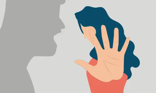 Woman protests against sexual harassment illustration concept